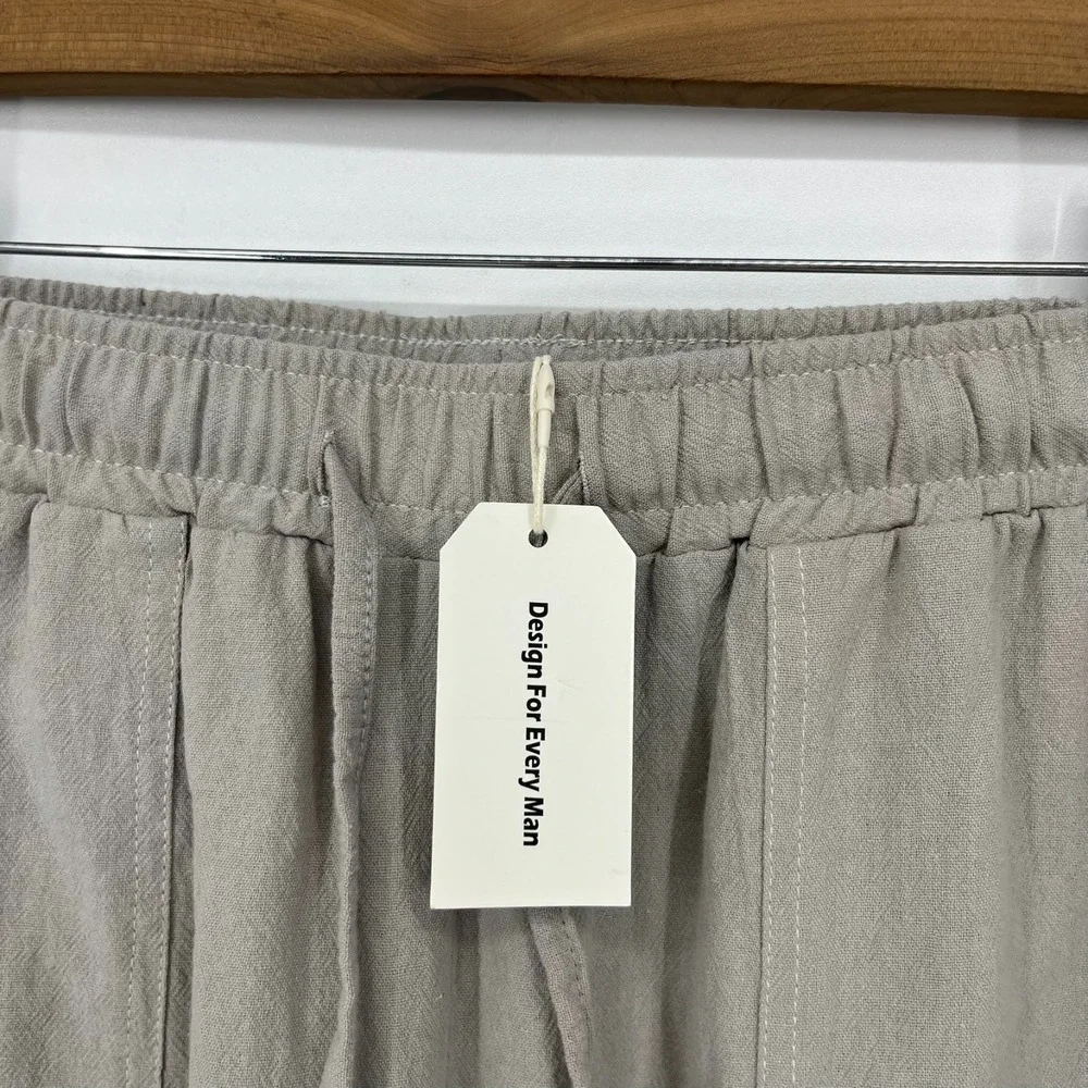 Ouku Pants Men's Size L Gray Cotton Straight Leg 100% Cotton‎ Relaxed New NWT